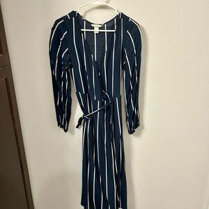 Navy Striped Wrap Dress